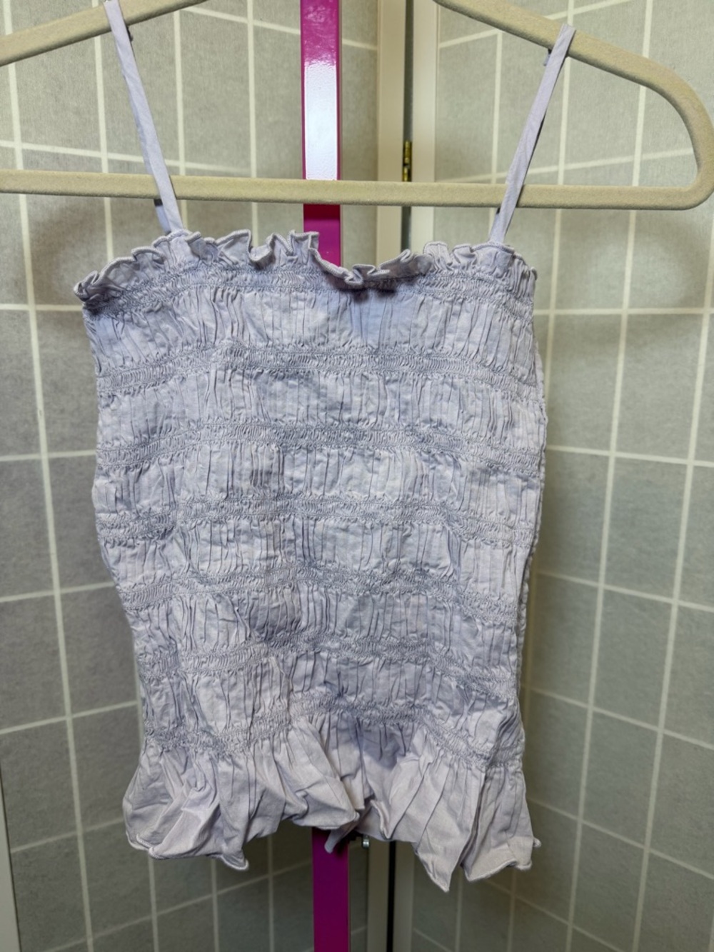 NWT STARK X Light Lavender Smocked Ruffle Cami Top